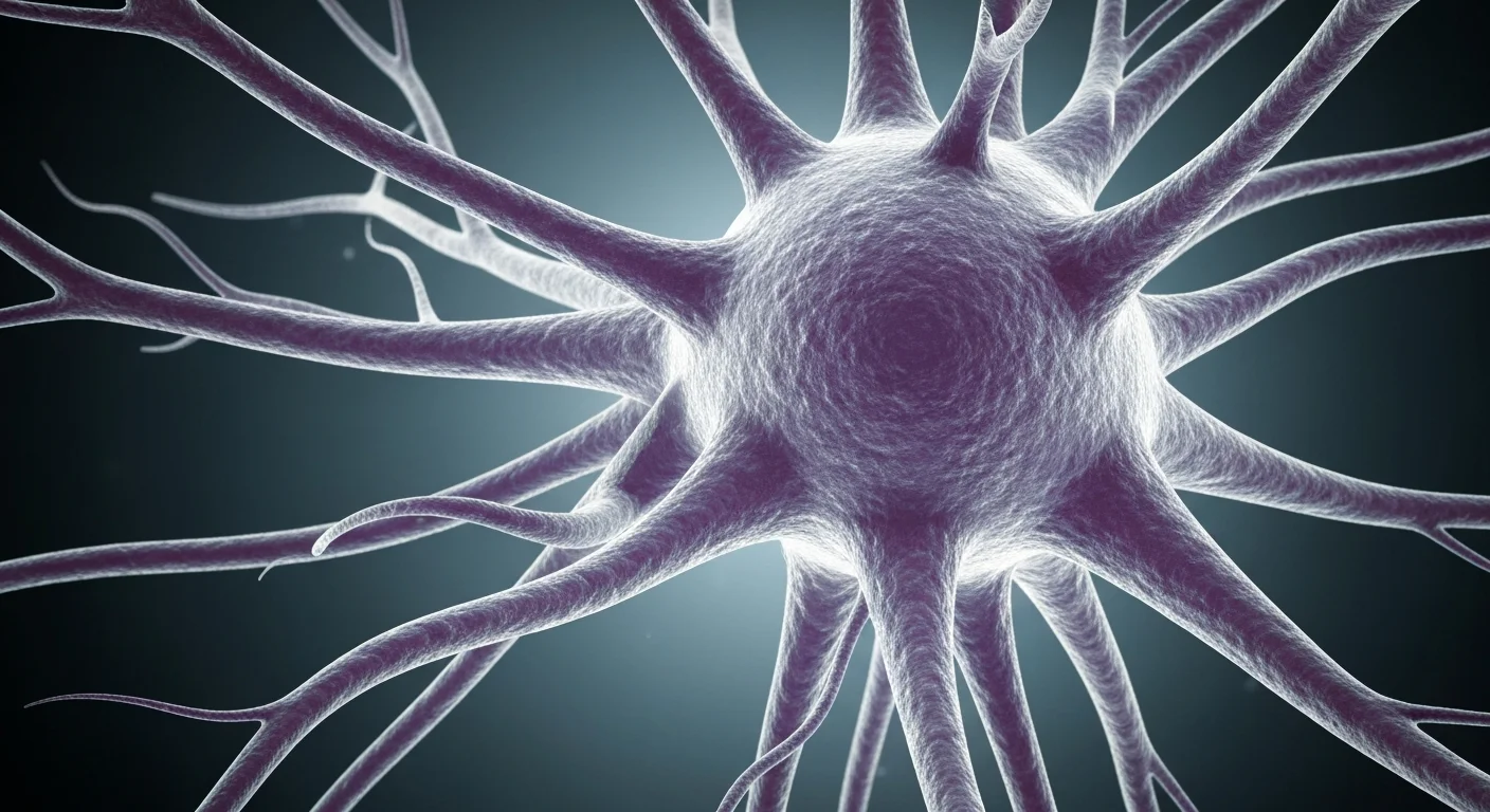 Close-up of a neuron representing brain cell signaling in epilepsy